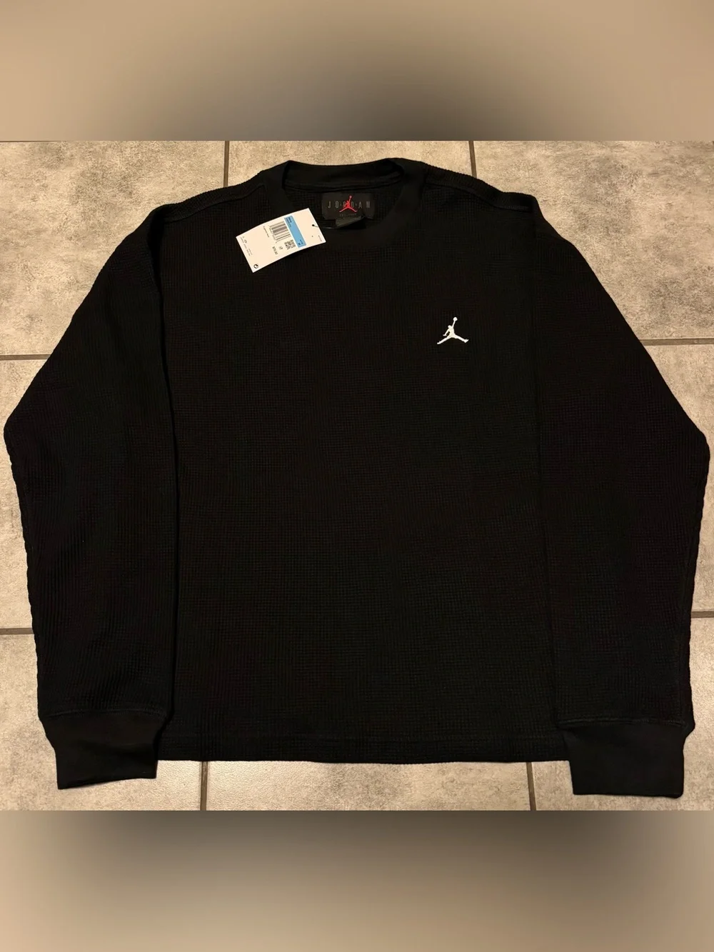 Jordan Flight Mountainside Black Long Sleeve Waffle Knit Top men’s Size Medium